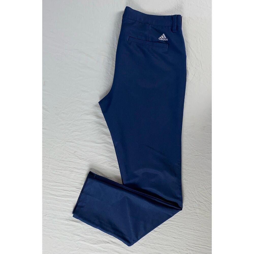 Adidas Jean Style Flat Front Flex Waist Microfiber Golf Pants. Navy, 32X31. MINT